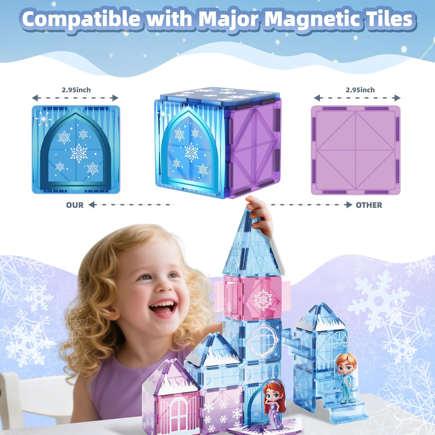 GobiDex Magnetic Building Blocks Princess Castle with 2 Dolls & Stairs, STEM Magnetic Tiles Building Toys for Kids Ages 3-5 4-8, Magnets Sensory Toddler Toys Birthday Gifts for 3+ Year Old Girls Boys - Image 4