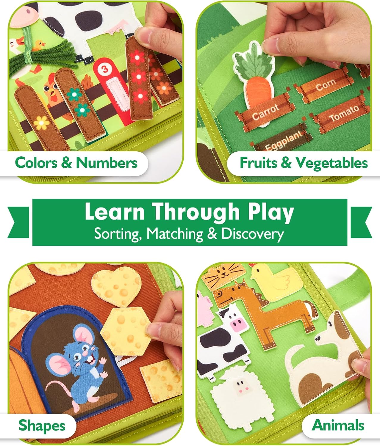hahaland Busy Book for Toddlers 1-3 - Montessori Toys Busy Board for 1 Year Old Boy Gifts Girl Toys Educational Learning Quiet Activity Books Gifts Toddler Travel Toys for One Year Old Birthday Gift - Image 5
