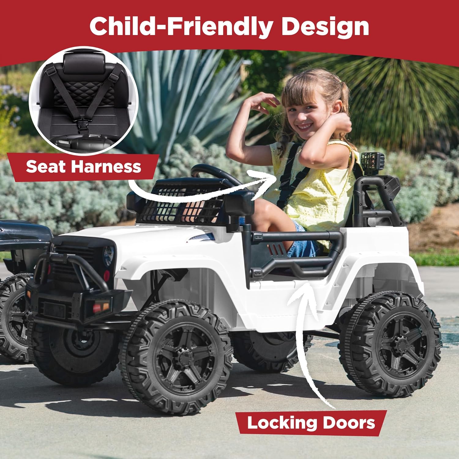 Best Choice Products 12V Kids Electric Vehicle Toy Ride On Car with Parent Remote Control for Toddlers, Seat Harness, 61 lbs Weight Capacity, Locking Doors, Spring Suspension, Bluetooth - White - Image 5
