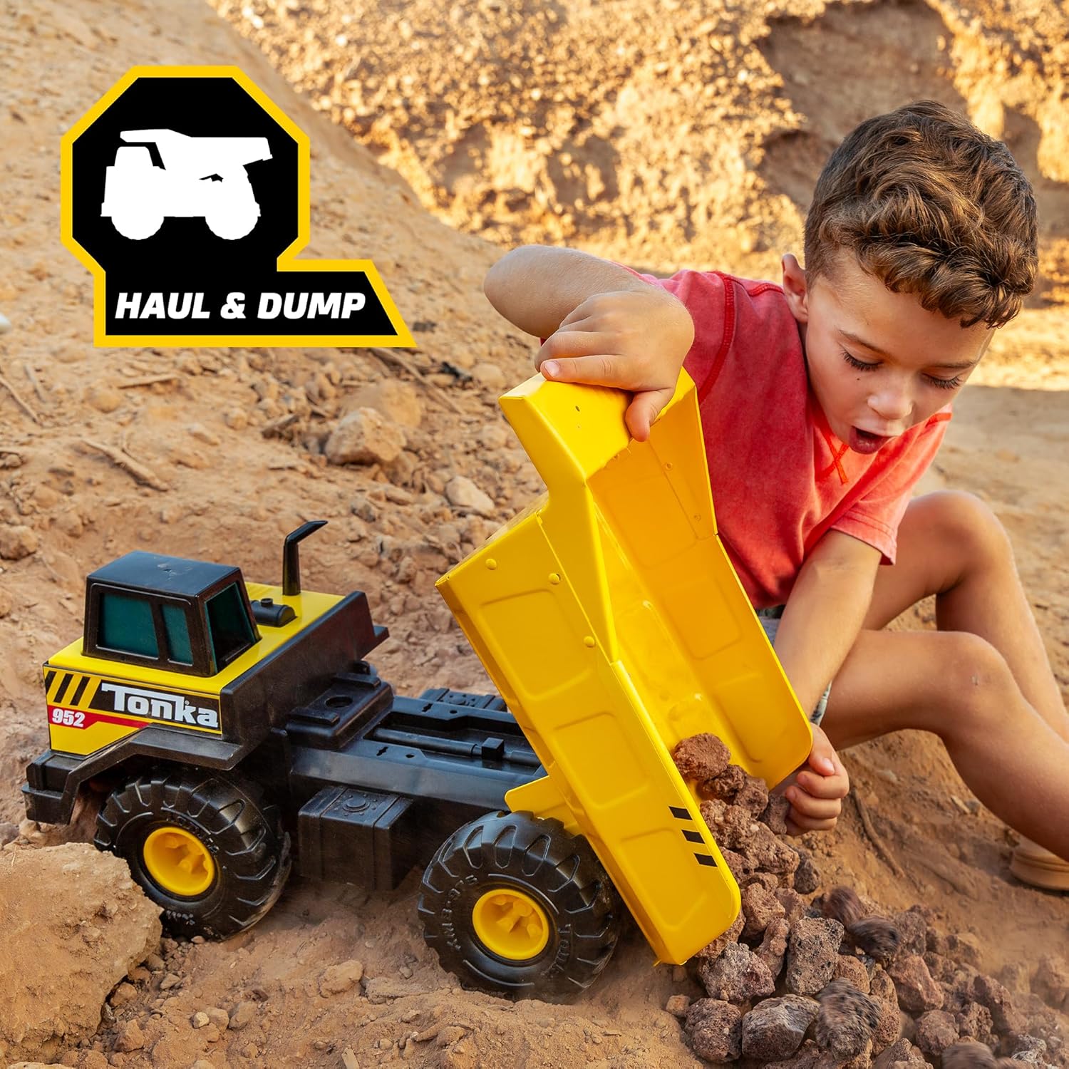 Tonka Steel Classics Mighty Dump Truck - Made with Steel & Sturdy Plastic, Yellow Toy Construction Truck, Boys and Girls, Kids, Toddlers, Ages 3+ - Image 8