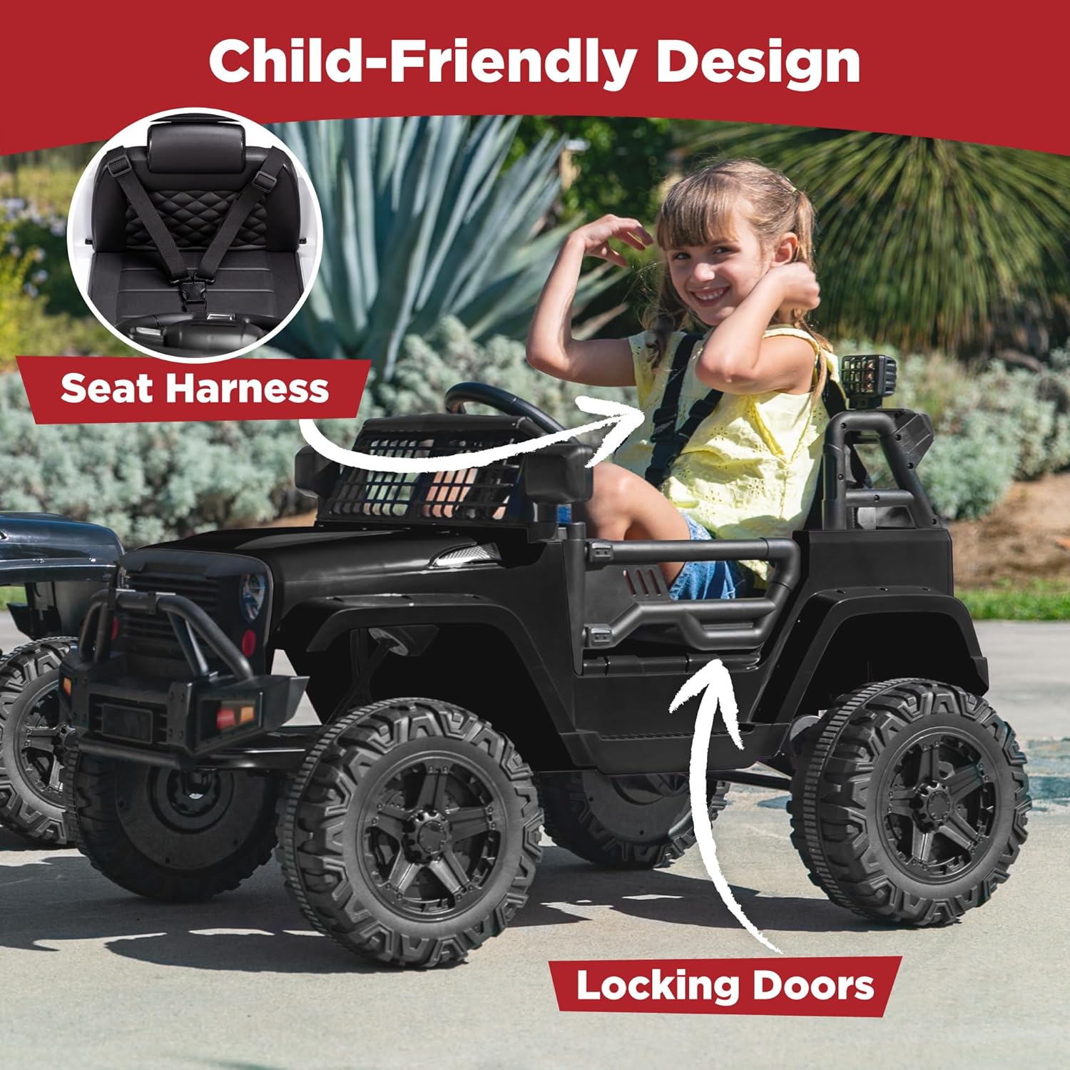 Best Choice Products 12V Kids Electric Vehicle Toy Ride On Car with Parent Remote Control for Toddlers, Seat Harness, 61 lbs Weight Capacity, Locking Doors, Spring Suspension, Bluetooth - Black - Image 5
