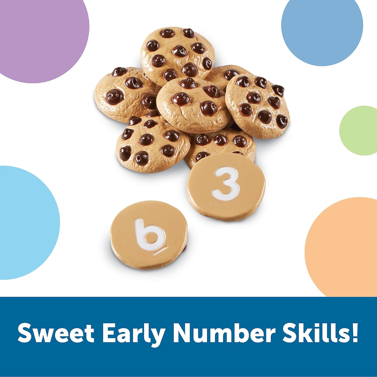 Learning Resources Smart Counting Cookies - Chocolate Chip Play Food, Preschool Activities, Toddler Sensory Toy, Play Kitchen Accessories, Sorting and Stacking, Fine Motor Numbers , Math Games - Image 2