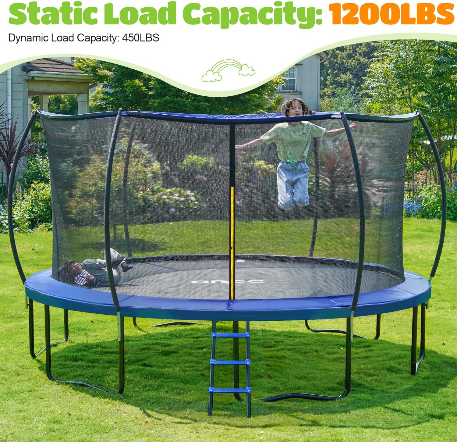 ORCC Kids Trampoline, 1200LBS Weight Capacity Outdoor Trampoline 16 15 14 12 10 8FT Yard Trampolines for Kids Adults - Image 2