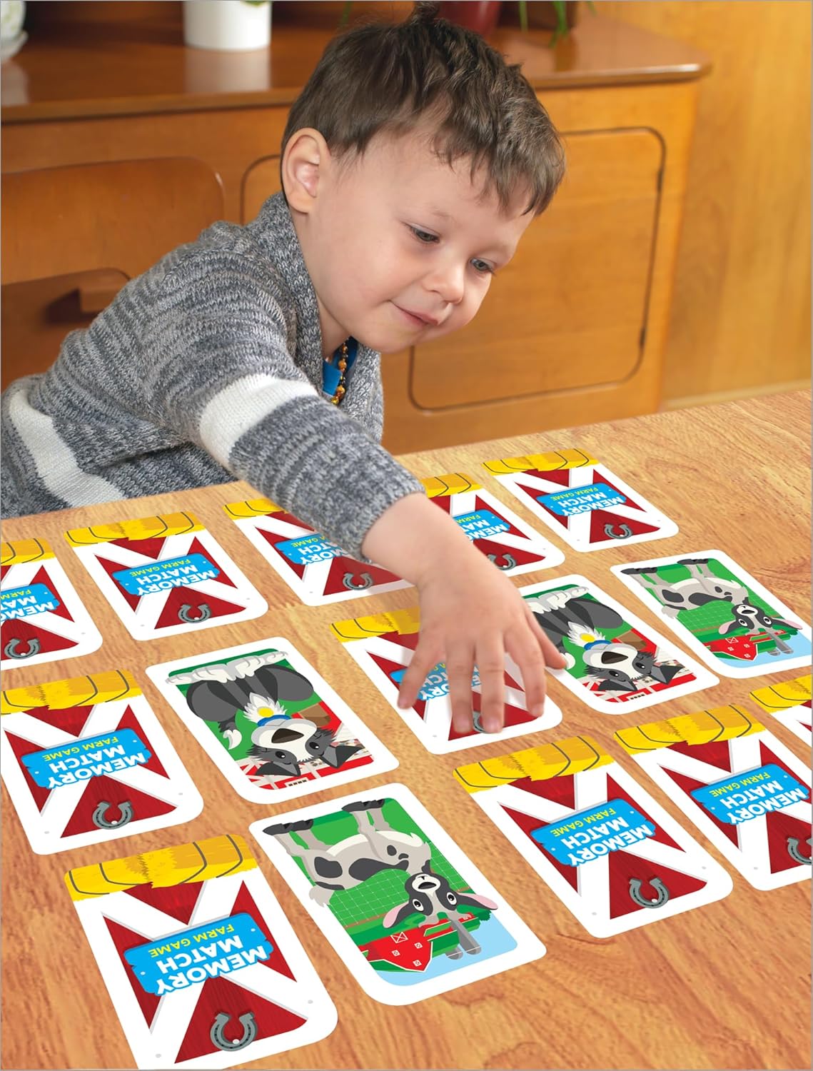 School Zone Memory Match Farm Card Game: 56 Game Cards, Preschool, Kindergarten, Animals, Early Reading, Counting, Matching, Vocabulary, Ages 3+ - Image 10
