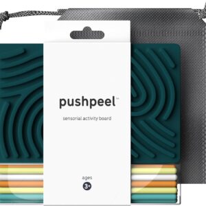 Pushpeel Sensory Activity Board: Silicone Fidget Toy for Calming, Stress, Anxiety, ADHD & Autism | Silent, No Mess | Kids 3+ & Adults | Includes Portable Travel Bag & 11 Strings