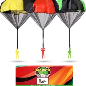 nutty toys Parachute Toys for Kids – Tangle Free Outdoor Flying Parachute Men, Top Indoor & Outside for 3 4 5 6 7 8 9 10 11 12 Year Old, Best Easter Basket Stuffers Idea 2026, Unique Boy & Girl Gifts