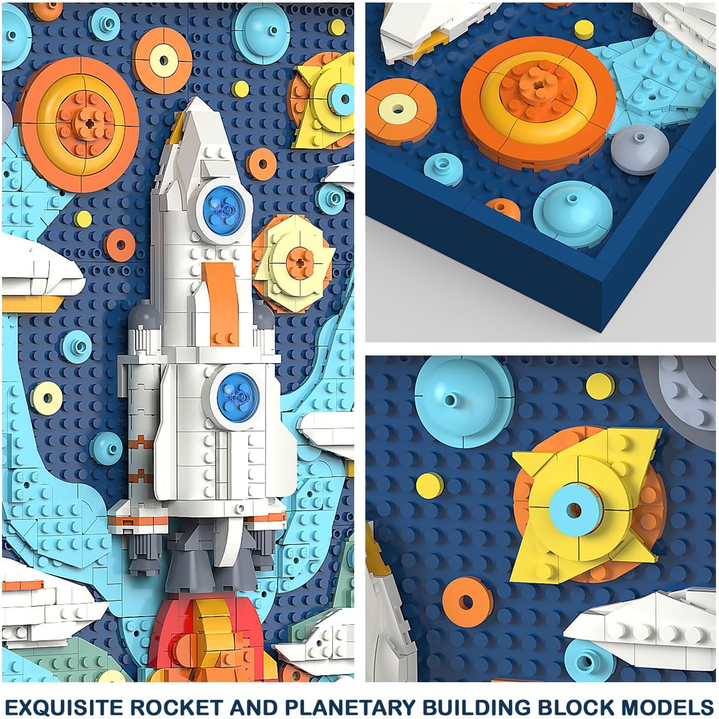 Micro Brick Rocket Building Set, DIY Space Rocket Model Craft Kit, 3D Wall Art Home Office Decoration or Table Display, Ideas Gift Building Toy for Adults,Teens Ages 8+ Kids - Image 3