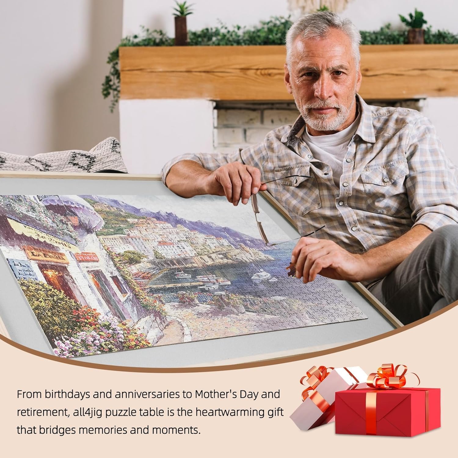 ALL4JIG 1500 Pieces 2-in-1 Tilting & Rotating Puzzle Board for Adults Gifts, 24.53" x 33.19"Wooden Jigsaw Puzzle Table with 4 Drawers, Portable Board with Lazy Susan and Cover, - Image 7