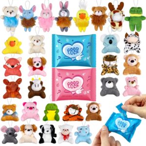 24 PCS 30 Styles Mini Blind Bags Mystery Bag Toys Random Style Mini Stuffed Animals Plush Keychain Bulk Collectible Surprise Party School Classroom Birthday Easter Egg