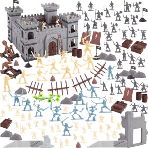 AMOR PRESENT 310PCS Ancient Military Soldier Set, Toy Medieval Knights Army Men Pirate Castle Model Assembly for Boys Birthday Party Gift