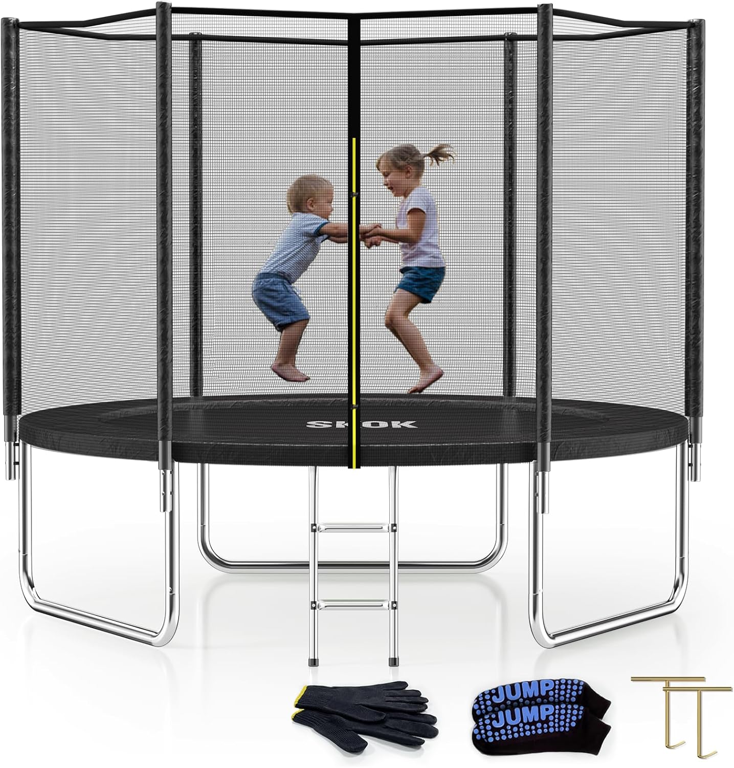 SKOK Trampoline for Kids,400LBS Outdoor Trampoline with Net-ASTM Approved Trampoline for Children and Adults