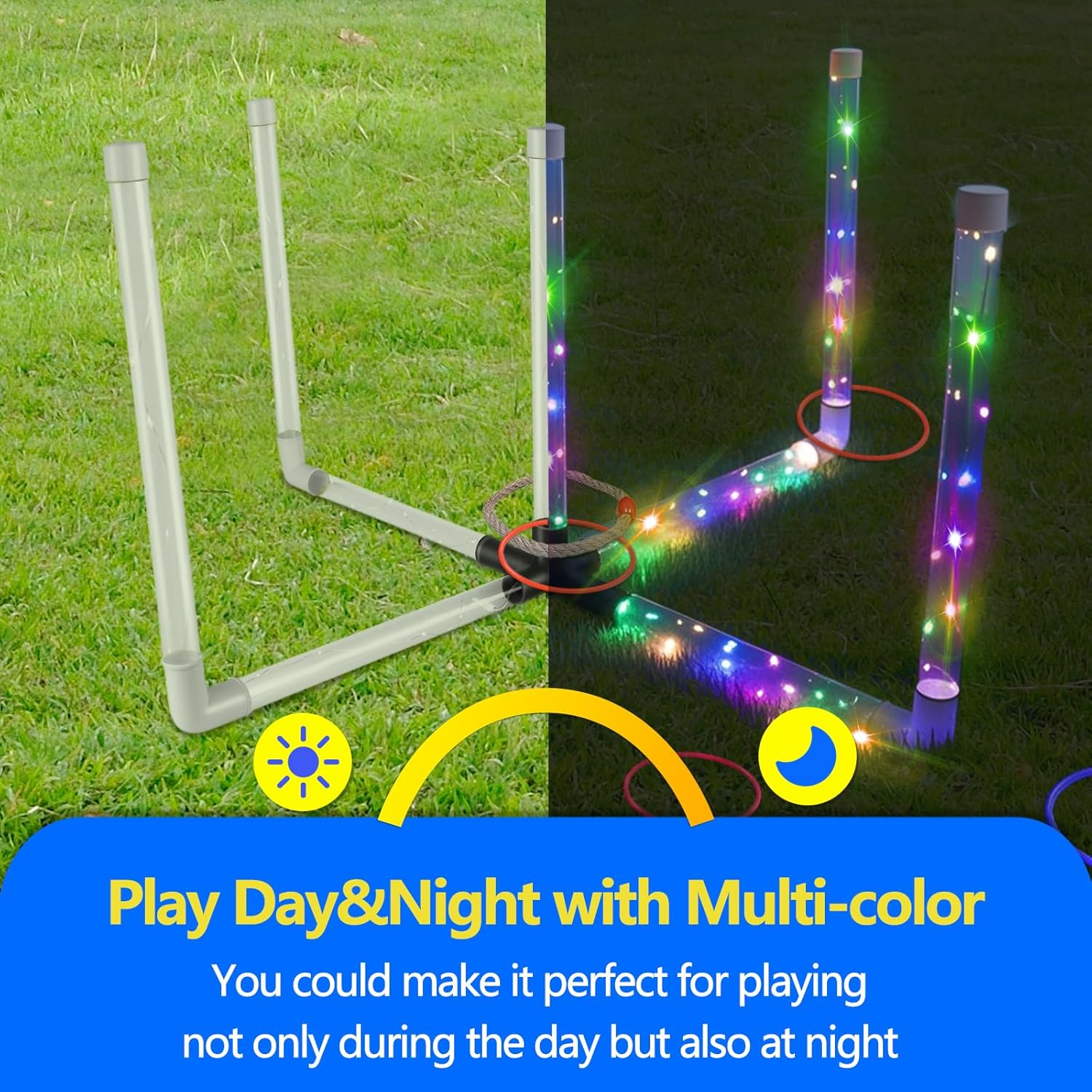 Ring Toss Outdoor Games with 16 Rings, Backyard Games Lawn Games for Adults & Kids, Backyard Camping Activities, Outdoor Games for Kids, LED Ring Toss - Image 3