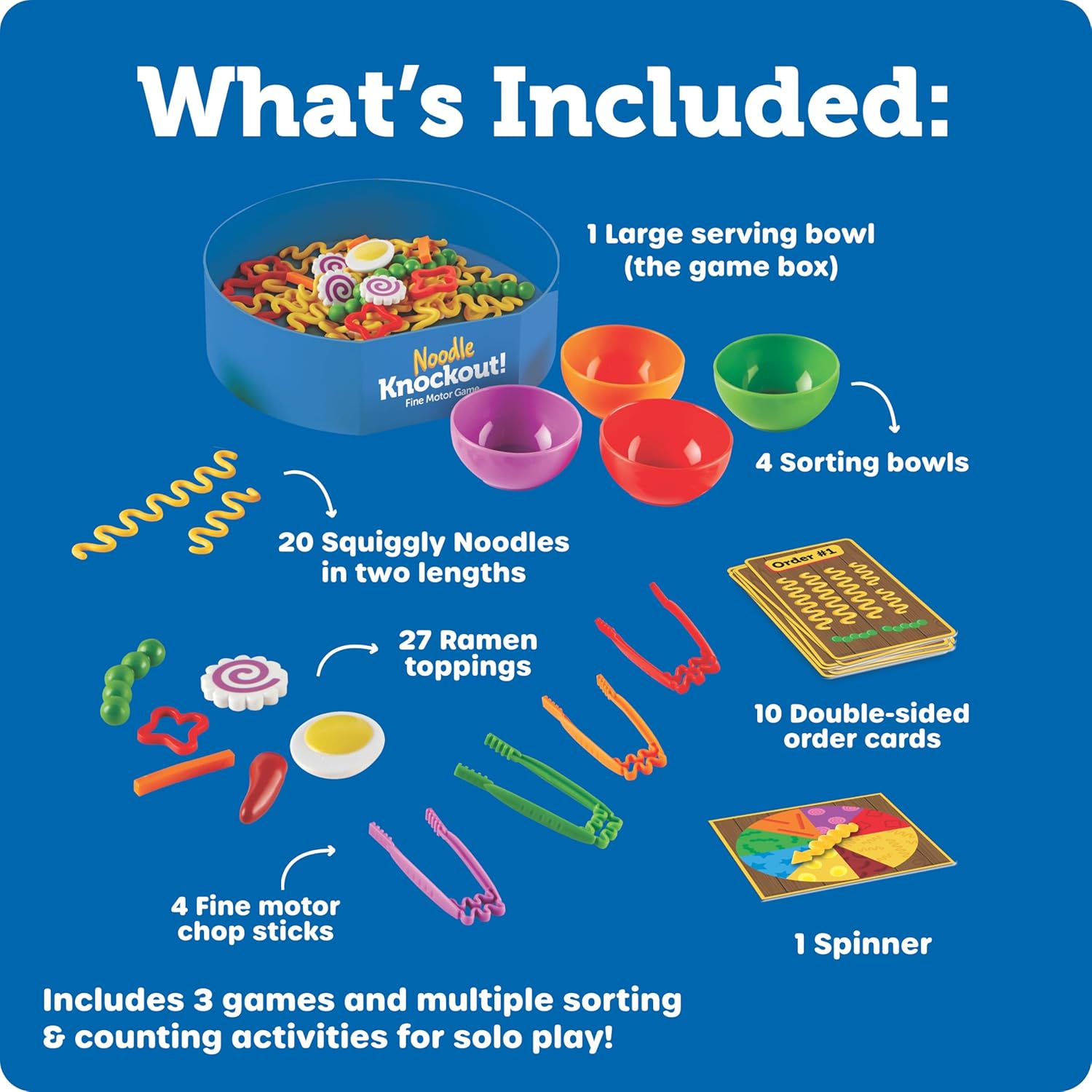 Learning Resources Noodle Knockout Fine Motor Game - Games for Kids Ages 4-8, Toddler Board Game, Educational Matching Kids Games, Preschool and Kindergarten Classroom Game, Gifts for Toddlers - Image 8