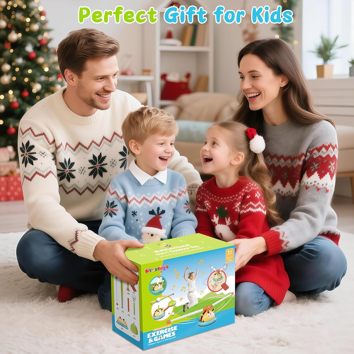 Outdoor Toys for Kids 4-8, 4-in-1 Musical Jump Toy, Toss Ring & Baseball Game, Indside Outside Active Play Sports Toy for Toddlers Ages 3-5, for Boys Girls 3 4 5 6 7 8 - Image 7