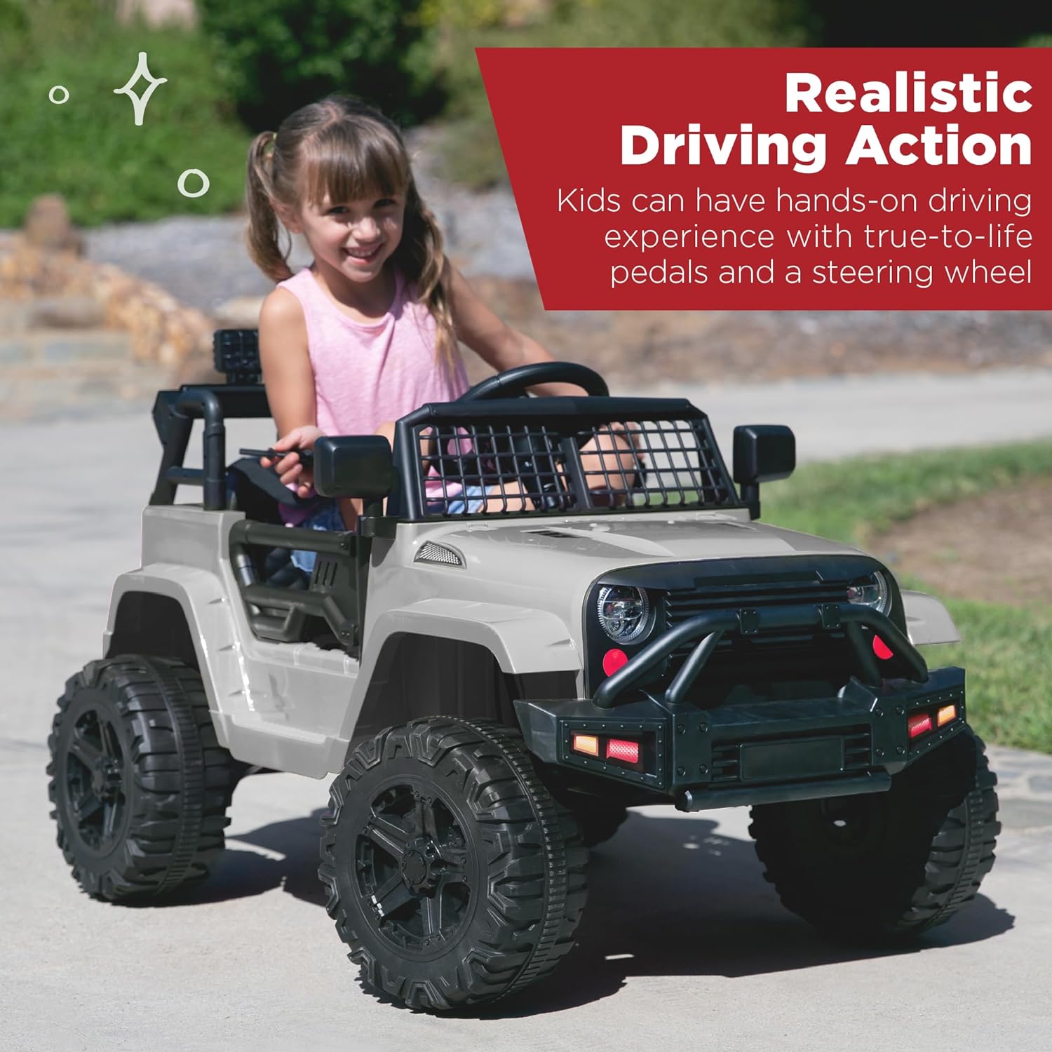 Best Choice Products 12V Kids Electric Vehicle Toy Ride On Car with Parent Remote Control for Toddlers, Seat Harness, 61 lbs Weight Capacity, Locking Doors, Spring Suspension, Bluetooth - Gray - Image 2