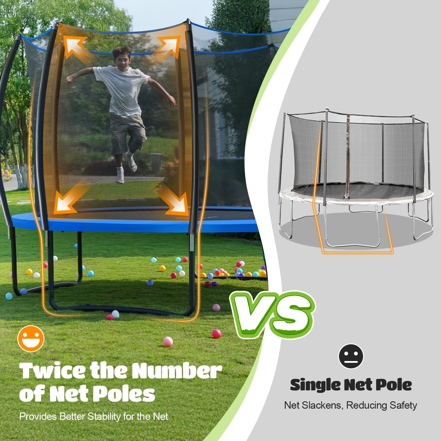 ORCC Kids Trampoline, 1200LBS Weight Capacity Outdoor Trampoline 16 15 14 12 10 8FT Yard Trampolines for Kids Adults - Image 6