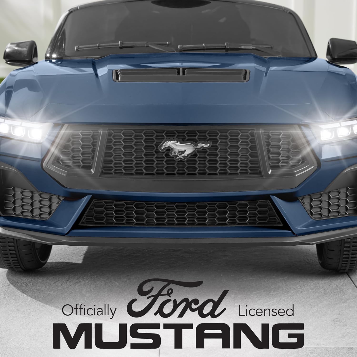 Best Choice Products Kids 12V Electric Ride On Car Officially Licensed Ford Mustang w/Parent Control, LED Lights, 2 Speeds, Bluetooth - Blue - Image 2