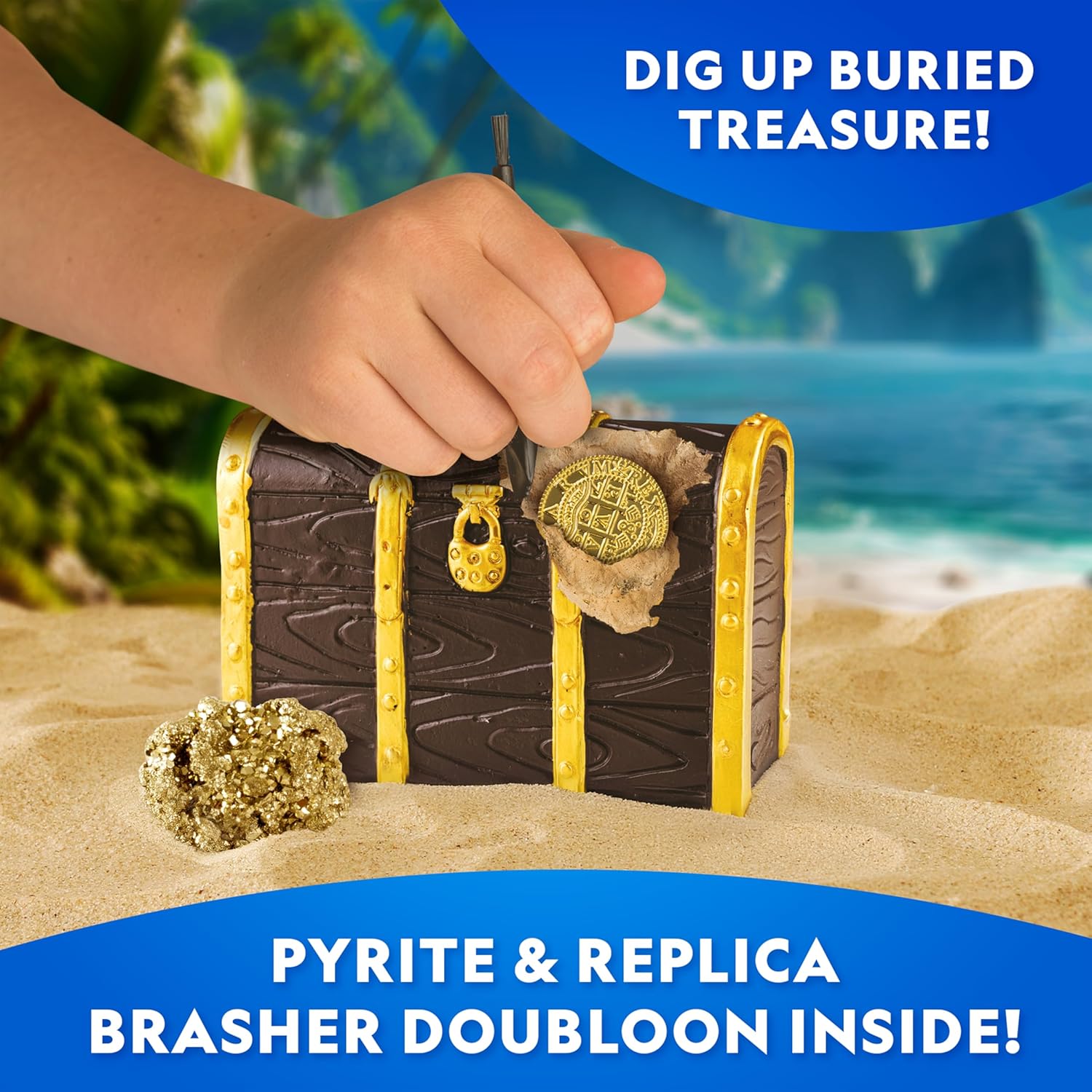 National Geographic Pirate Adventure Activity Kit – Dig for Treasure, Make a Pirate Hat & Map, Includes Spyglass, Compass, Replica Doubloon & Pyrite, STEM Toys, Telescope for Kids - Image 4