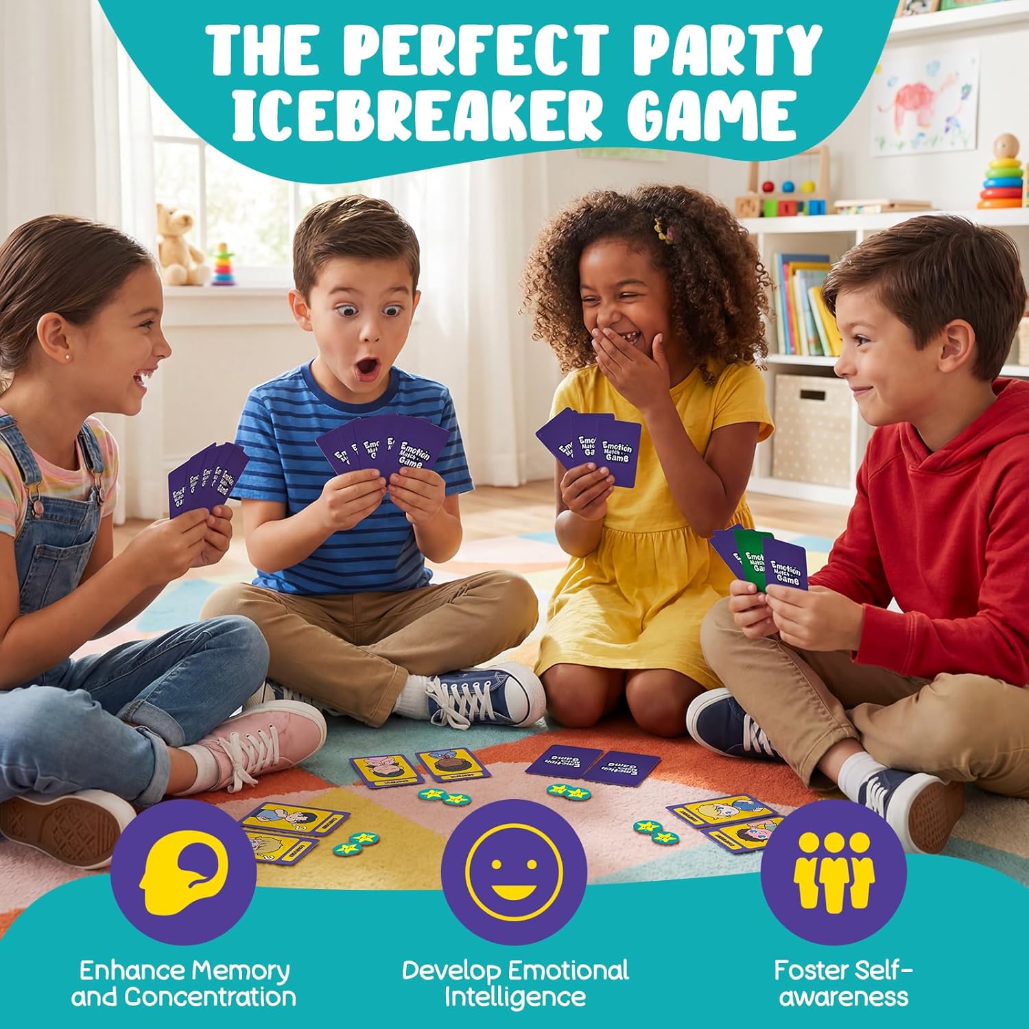 Faces & Feelings Go Fish Card Game Social Emotional Learning Activities for Kids Ages 6+,Learn to Identify Various Moods, Cartoon Faces Emotions Social Skills Games for Home, Therapy & Classroom Use - Image 6