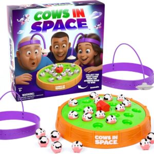 Cows In Space By Relatable, The Kid-Friendly Extraterrestrial Game, Fun Games And 2 Player Games, Great For Space Games, Includes 2 UFO Headbands, 1 Electronic Spinning Base, 21 Cows, and Instructions
