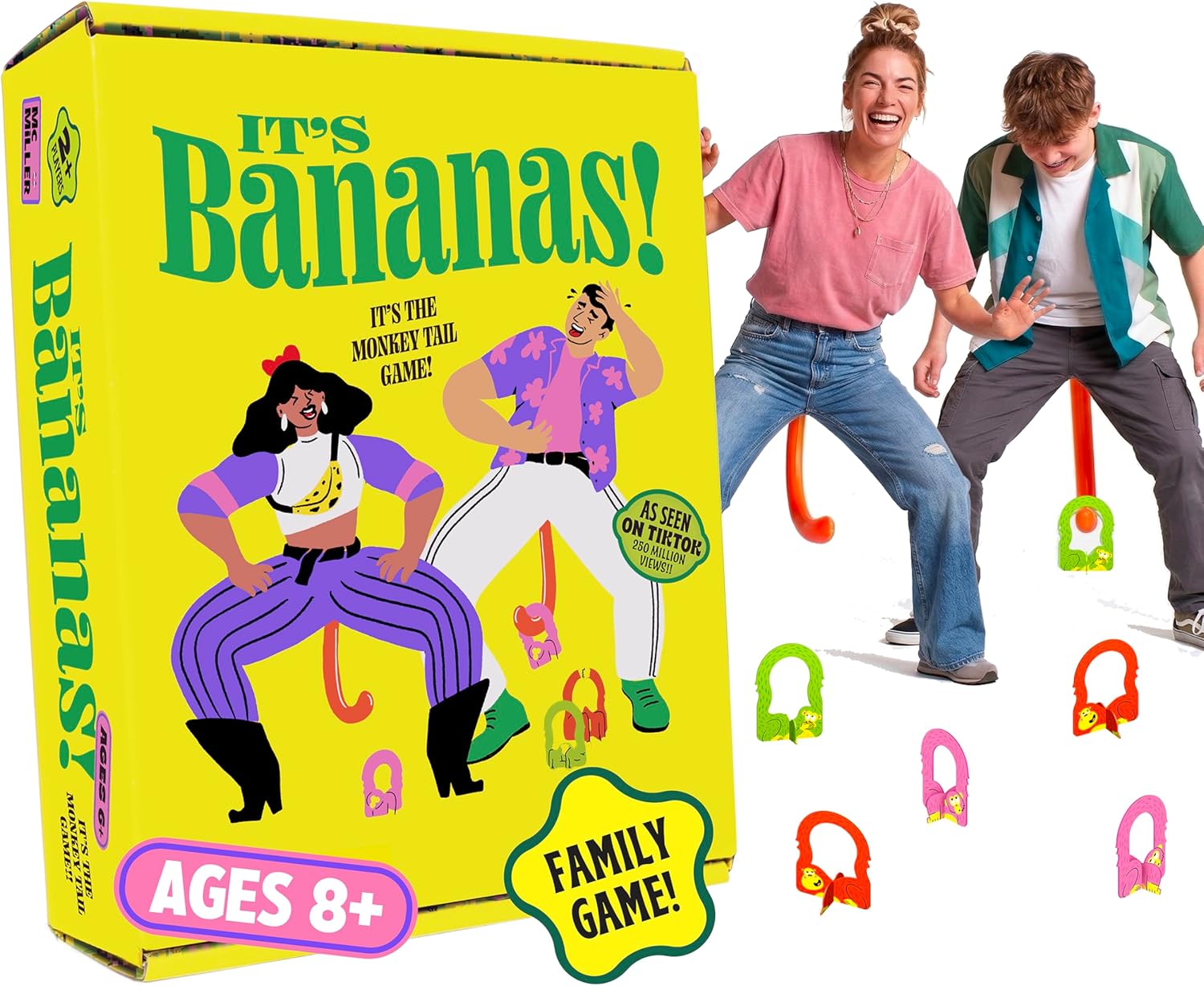 MCMILLER ENTERTAINMENT It’s Bananas – The Hilarious Monkey Tail Party Game for Adults & Families | Funny Indoor & Outdoor Game for Bachelorette Parties, Summer Parties, BBQs, Birthdays & Game Nights