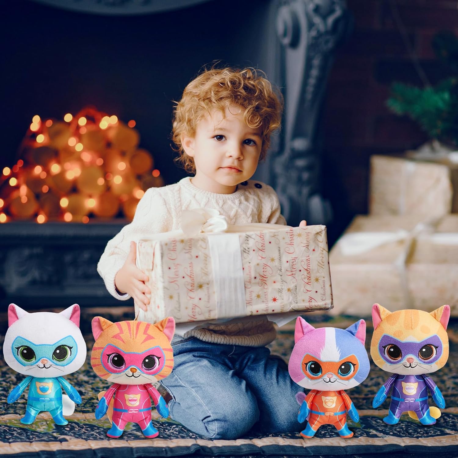 Super Cat Plush Toy – Set of 4 Soft Stuffed Animals – Sparks, Buddy, Ginny, Bitsy – Adorable Kitties Gift Set for Children(8Inch) - Image 5