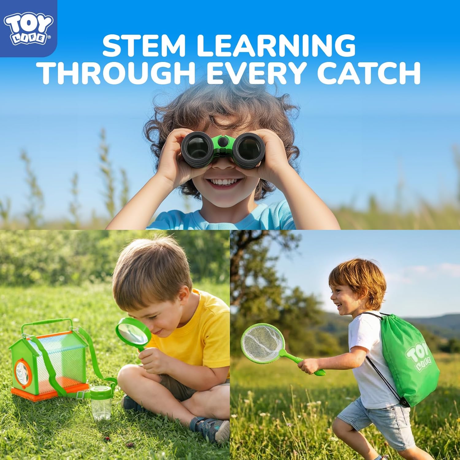 TOY Life Bug Catcher for Kids, Bug Catching Kit Kids Explorer Kit with Bug Net, Catching Tool, Tweezers, Magnifying Glass, Binoculars, Insect Catcher, Educational Outdoor Toys Kid Adventure Set - Image 4