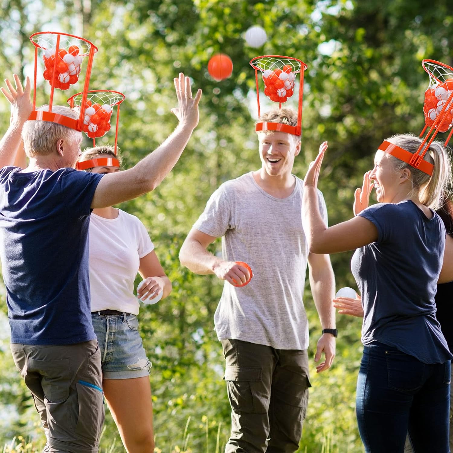 Head Hoop Basketball Party Game Set for Kid Adult Carnival Game Portable Adjustable Basket Net Headband with Balls for Birthday Carnival Office Indoor Outdoor Activity Fun Gift Back to School - Image 6
