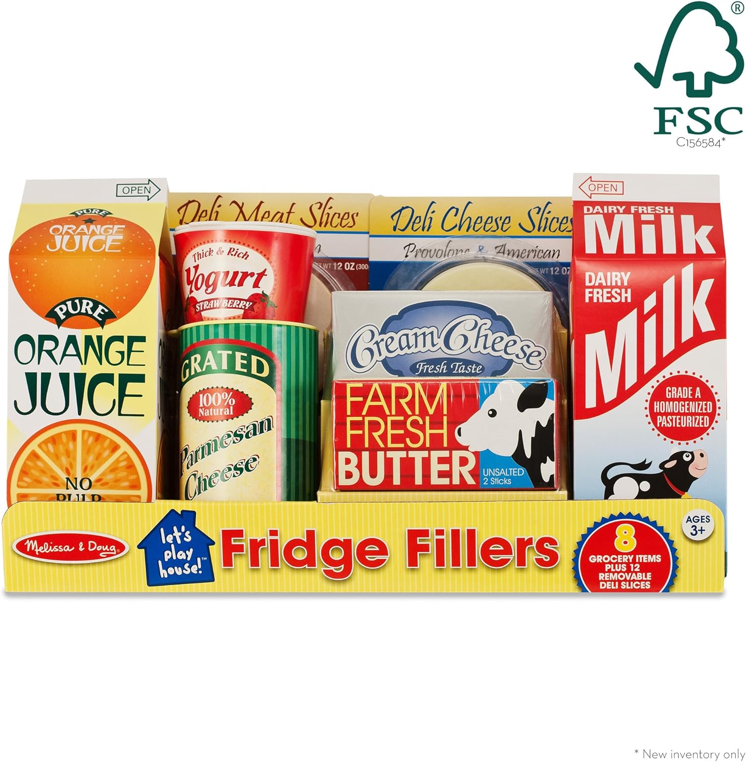 Melissa & Doug Fridge Fillers Grocery Play Food Cartons (8 Pieces) Wooden Toy Groceries, Pretend Play Food, Kitchen Accessories for Kids Ages 3+ - FSC Certified - Image 3