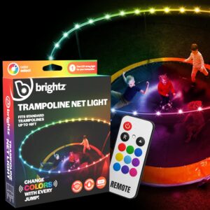 Brightz Above-the-Net Trampoline Lights – 40ft LED Clips to Safety Net – Color Changing Trampoline Accessories – 3 Modes – Fits Trampolines up to 15ft – Fun Outdoor Toys for Kids Boys Girls Teens