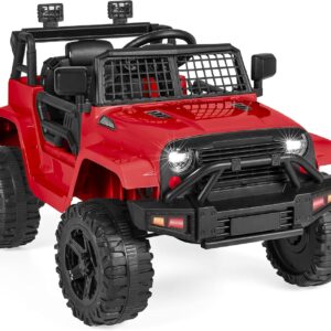 Best Choice Products 12V Kids Electric Vehicle Toy Ride On Car with Parent Remote Control for Toddlers, Seat Harness, 61 lbs Weight Capacity, Locking Doors, Spring Suspension, Bluetooth – Red