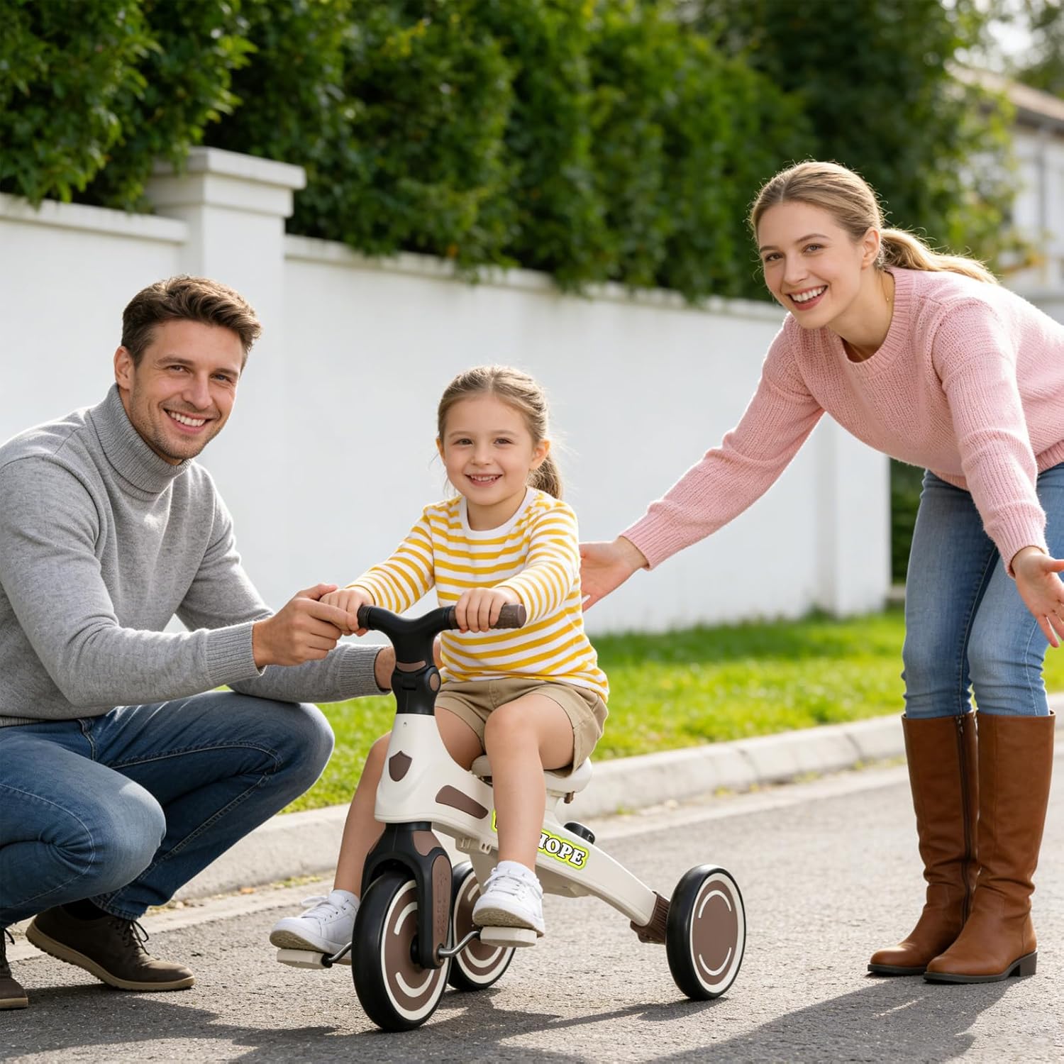 Winhope Kids Tricycle, 6 in 1 Baby's Tricycle Toddler Trike with Adjustable Push Handle, Reversible Seat and Canopy, Baby Stroller for 1-6 Year Olds, Suitable for Outdoor Activities(Coffee) - Image 8