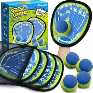 Ellinjan 4 Packs Catch Ball Game Set, Baseball Training Glove, Outdoor Toys, Summer Pool Beach Yard Backyard Camping Sports Play Toy Games for Toddlers Kids Teens Adults Family Game, Fun Ideal Gifts
