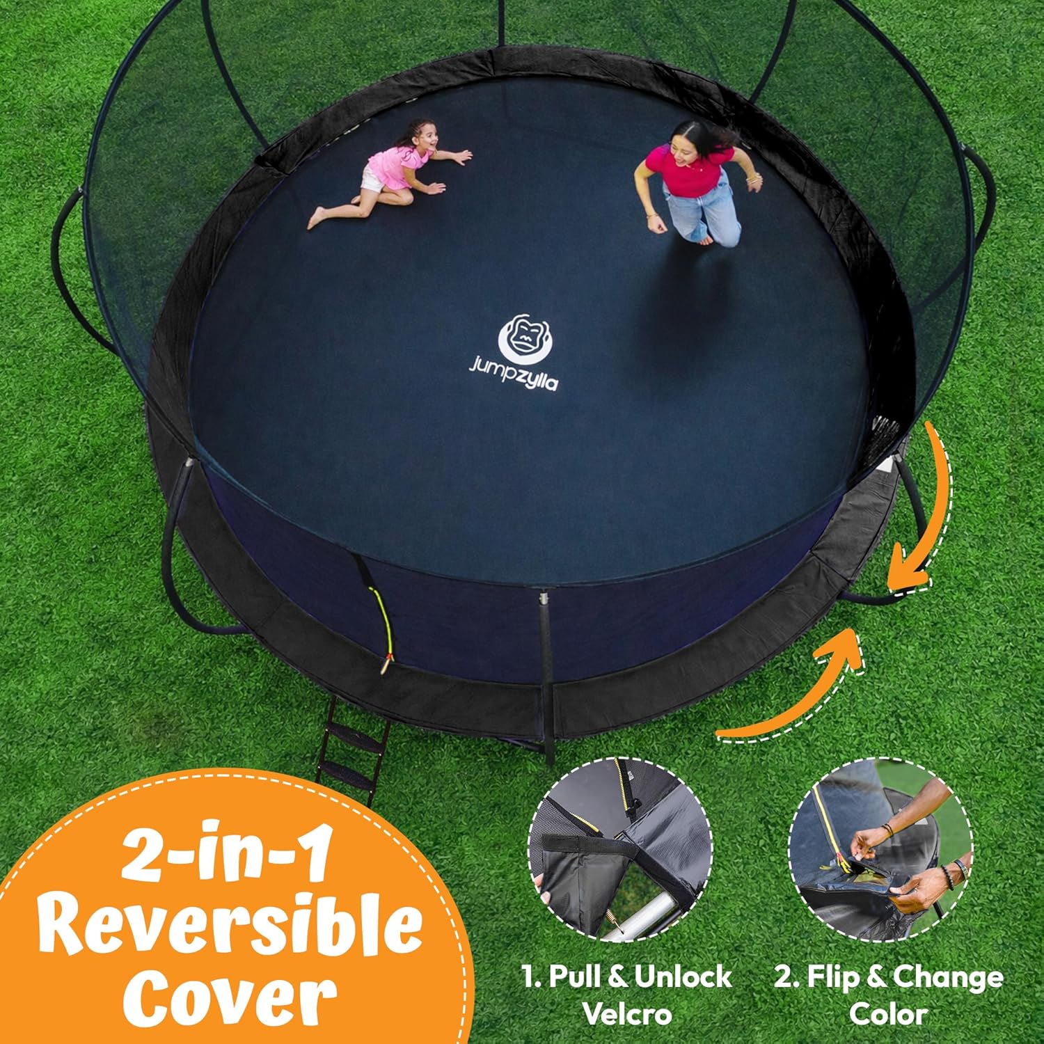 JUMPZYLLA Trampoline Outdoor 8FT 10FT 12FT 14FT 15FT 16FT with Enclosure, Non-Slip Ladder & Anti-Rust Coated Frame, ASTM Approved Recreational Backyard Large Trampoline with Net for Kids & Adults - Image 7