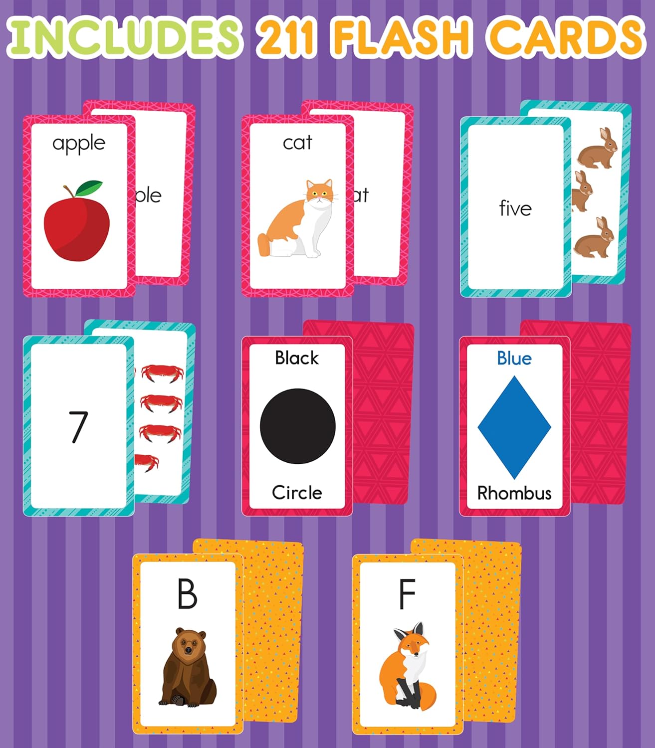 Carson Dellosa Toddler Flash Cards 4 Pack, Alphabet Flash Cards, Sight Word Flash Cards, Colors & Shapes Flash Cards, Number Flash Cards, Math & Phonics Kindergarten - Preschool Learning Activities 4+ - Image 3
