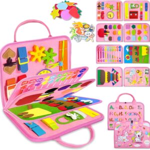 Exorany Busy Board Montessori Toys for Toddler Girl Birthday Gifts, Busy Book Sensory Learning Toys for Toddlers, Toddler Girl Airplane Car Travel Toy Educational Activities