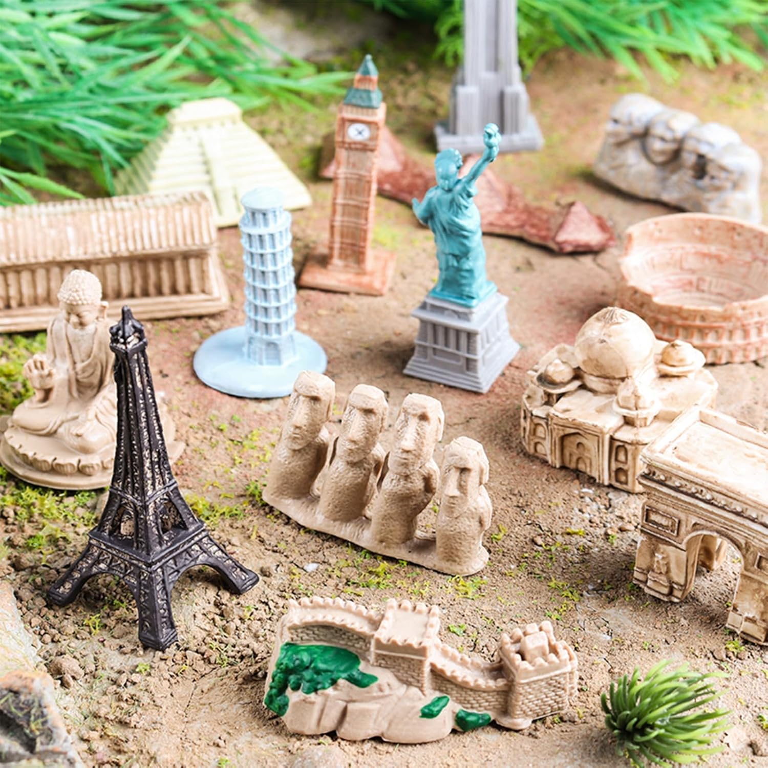 SCAHOW World Famous Building Models for Kids Toddlers 3 4 5 6 7 Years Old, 17pcs Landmark Architecture Toy Figurines,Edcucational Learning Toy Figure for Boys and Girls