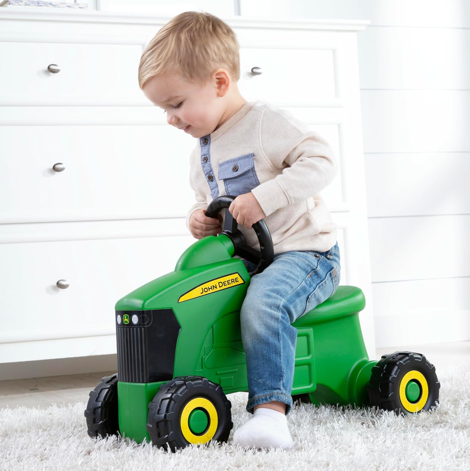 John Deere Ride On Toys Sit 'N Scoot Activity Tractor for Kids Ages 18 Months and Up, Green - Image 2