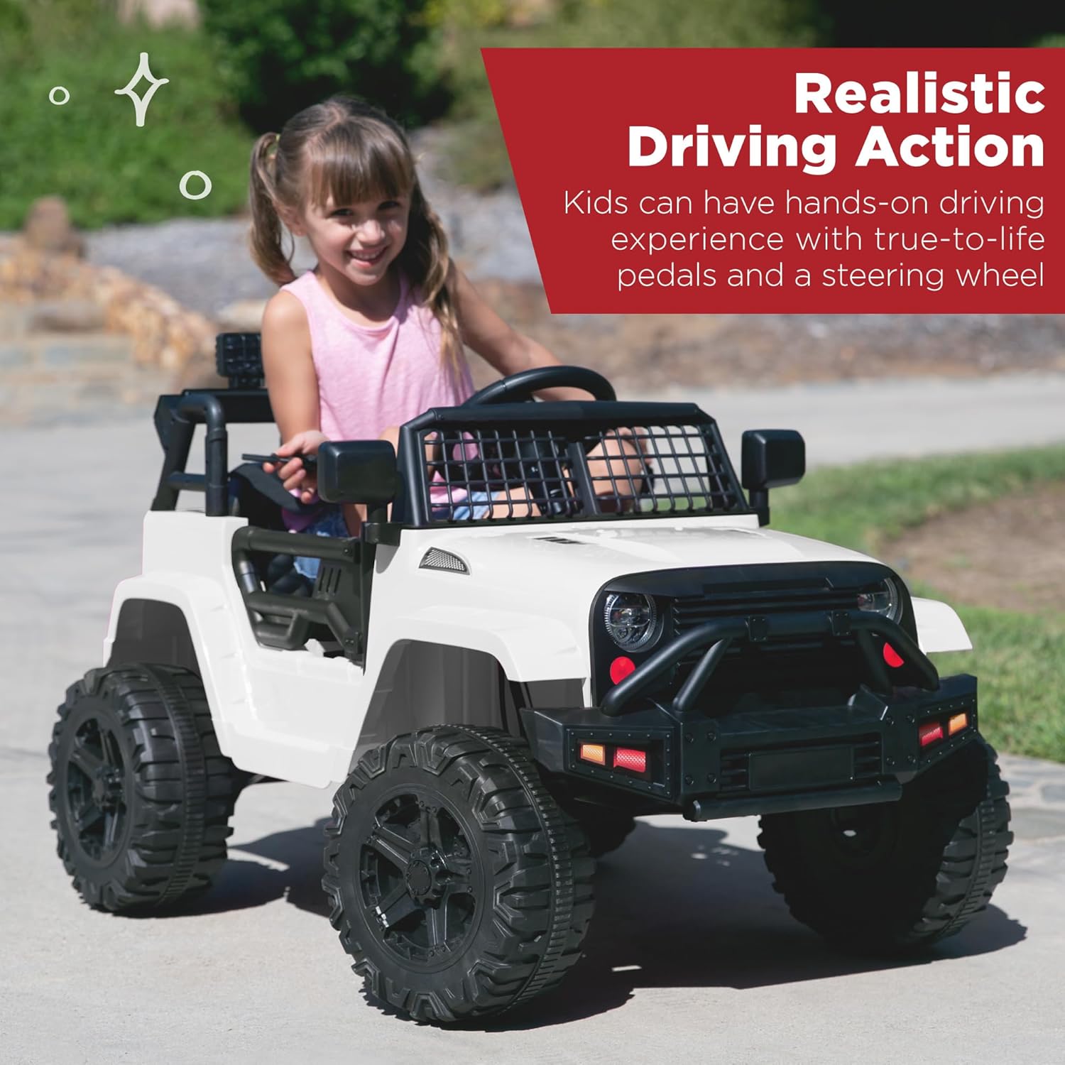 Best Choice Products 12V Kids Electric Vehicle Toy Ride On Car with Parent Remote Control for Toddlers, Seat Harness, 61 lbs Weight Capacity, Locking Doors, Spring Suspension, Bluetooth - White - Image 2
