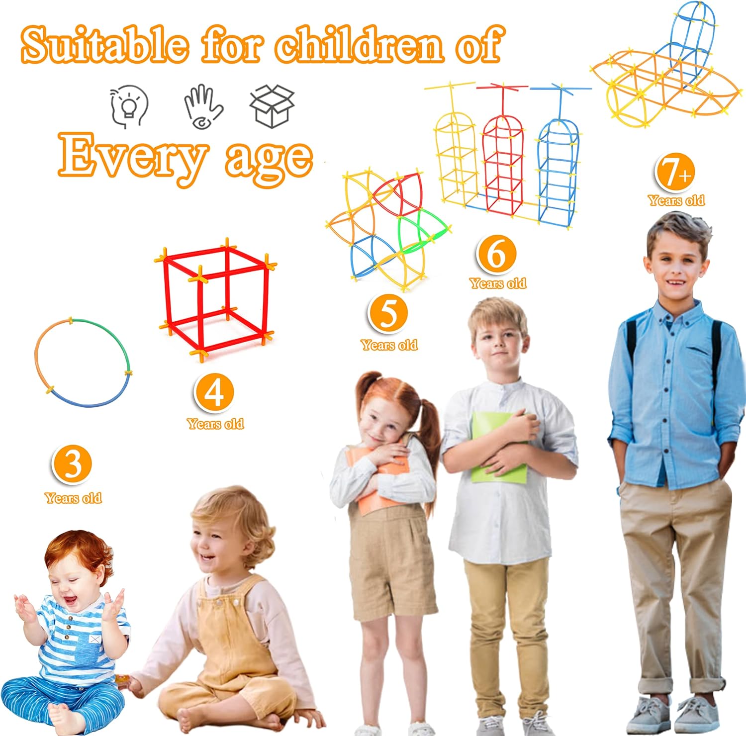 RAINBOW TOYFROG Straw Constructor Toys Stem Building Toys - 300 Pcs Connectors Toy Building Sets Kids Toys for Boys & Girls - Straw Building Set Engineering Kit - Autism Toy STEM Games - Image 6