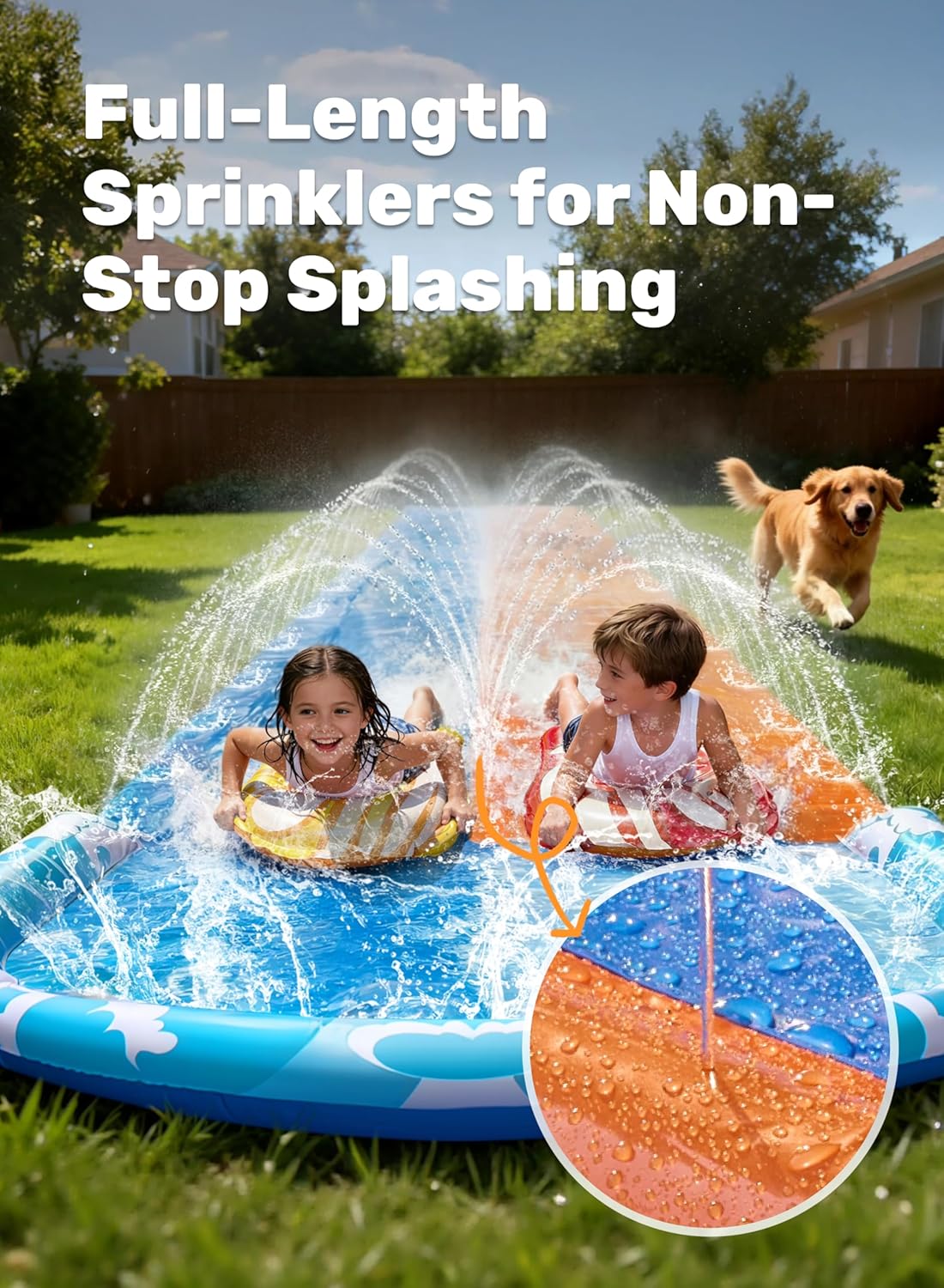 JOYIN 22.5ft Water Slides and 2 Bodyboards, Lawn Water Slide Summer Slip Waterslides Water Toy with Build in Sprinkler for Backyard Outdoor Water Fun for Kids - Image 5