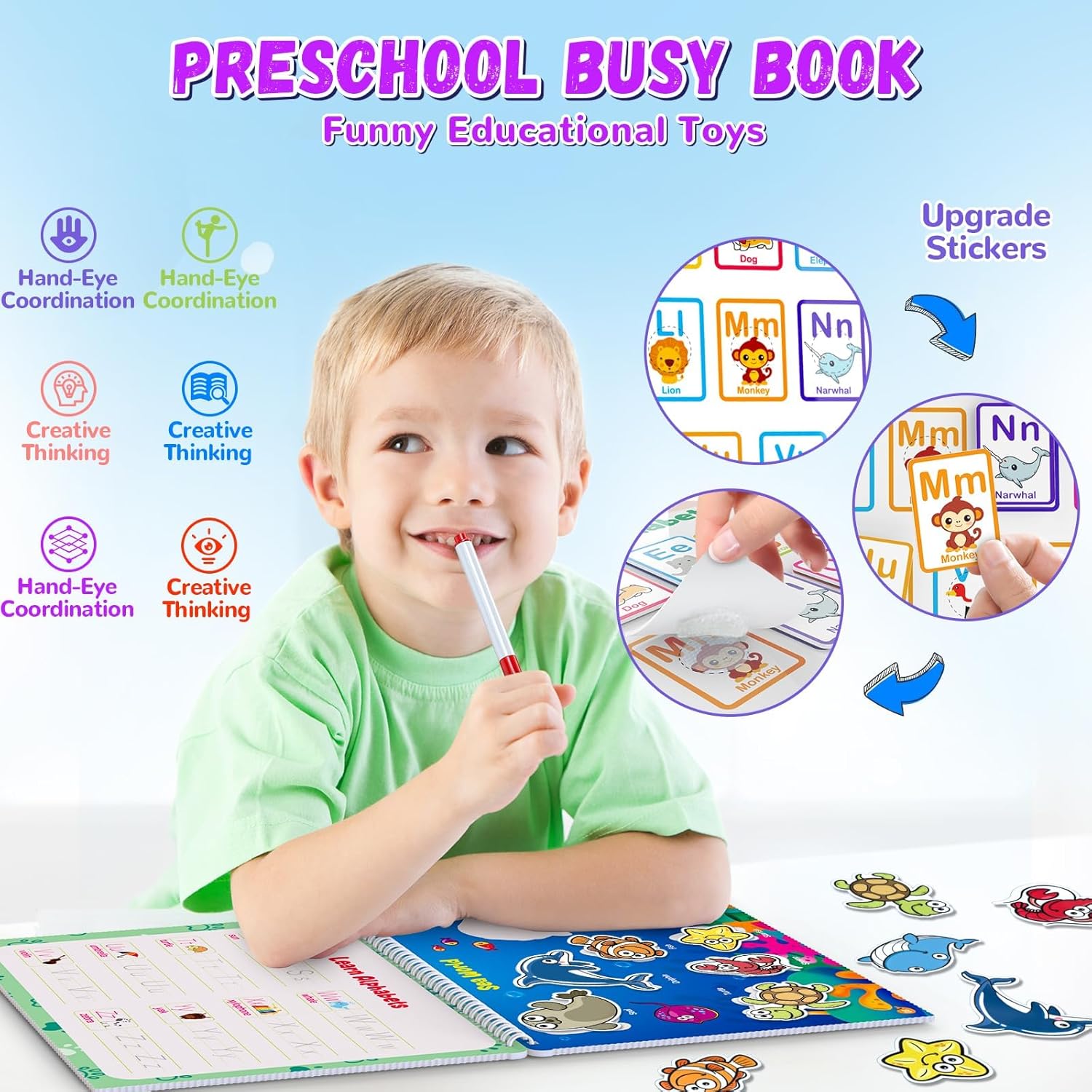 Busy Book for Toddlers 3+, Preschool Learning Activities with 30 Themes Prek Preschool Workbooks, Montessori Educational Learning Toys for Autism Sensory Travel toys,Back to School,Birthday Gifts - Image 8