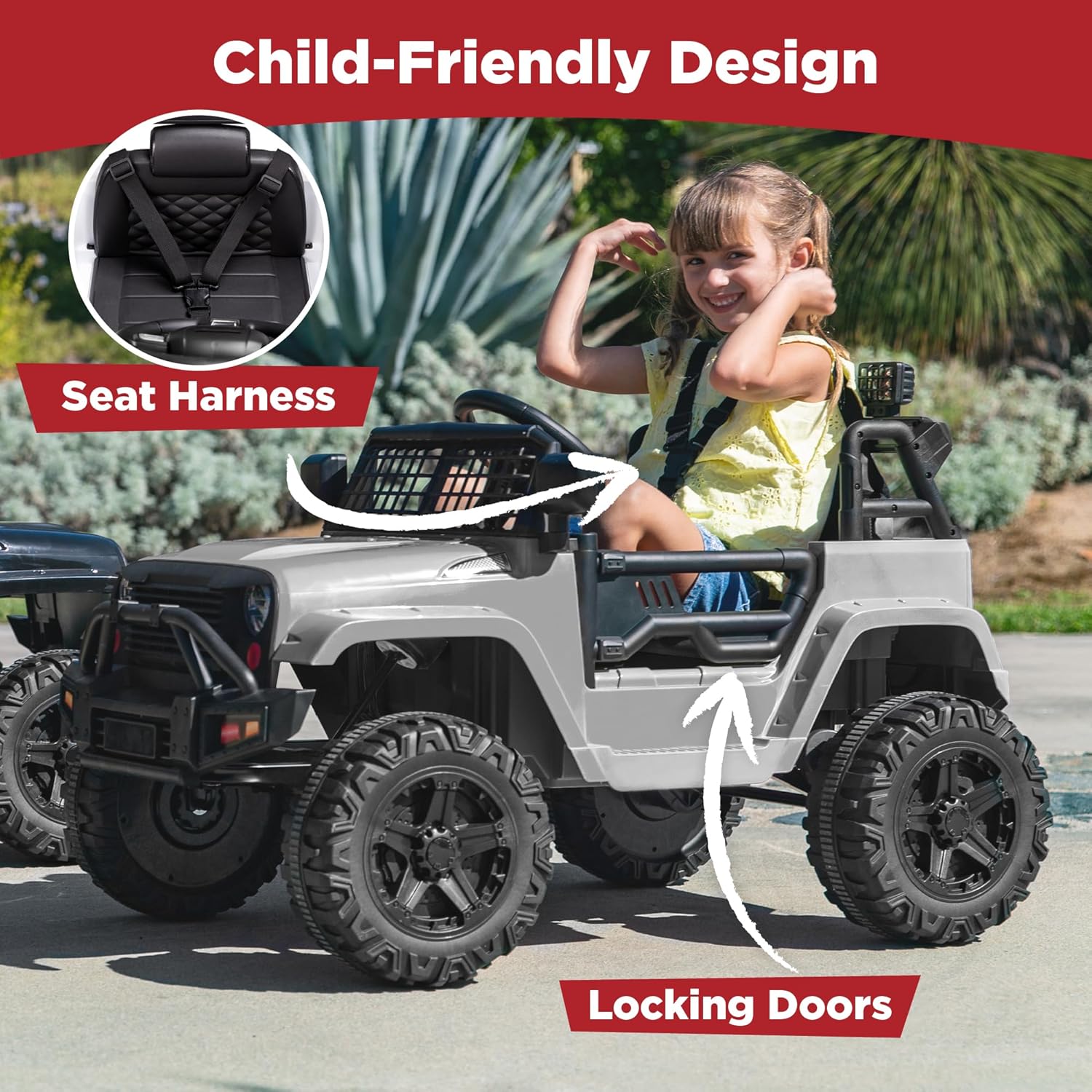 Best Choice Products 12V Kids Electric Vehicle Toy Ride On Car with Parent Remote Control for Toddlers, Seat Harness, 61 lbs Weight Capacity, Locking Doors, Spring Suspension, Bluetooth - Gray - Image 5