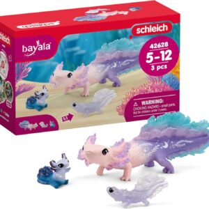 Schleich Bayala – 3PC Colorful Axolotl Figurine Toy Set – Mermaid Mythical Creature Playset for Girls and Boys – Cute Undersea Fairy Salamander Figures – Fantasy Animal Toys for Kids Ages 5+ | 42628