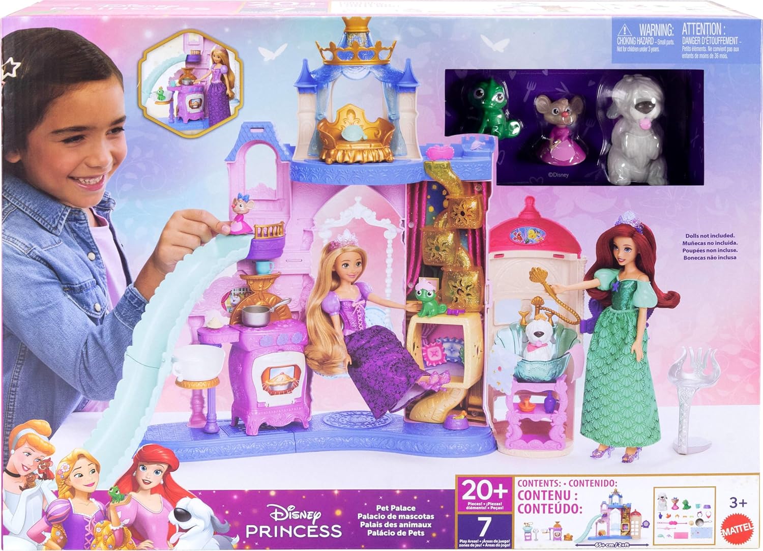Mattel Disney Princess Pet Castle Playset with 7 Play Areas, 3 Animal Friends, Furniture & 17 Accessories, 2+ ft Tall Pet Palace, Inspired by Movies - Image 6