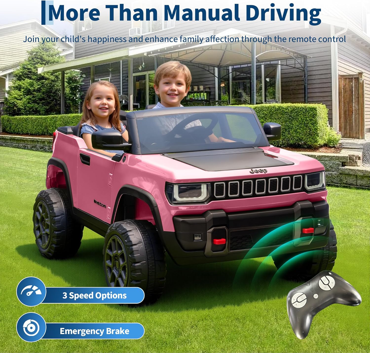 Garvee 24v Licensed Kids Ride on Car, 2 Seater Electric Truck for Big Kids with Parent Remote Control, 3 Speeds, Bluetooth Music, LED Lights for Ages 3-8 - Image 3