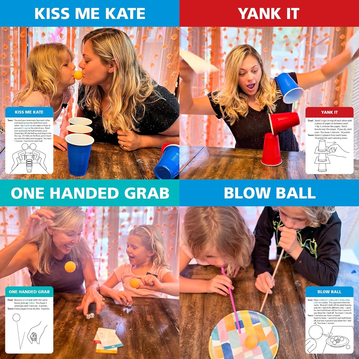 Funwares Original 237 Minute of Fun Games - Minute to Win It Family Party & Travel for Kids & Adults, 2-12 Players! Ready to Play Right Out of The Box! - Image 3