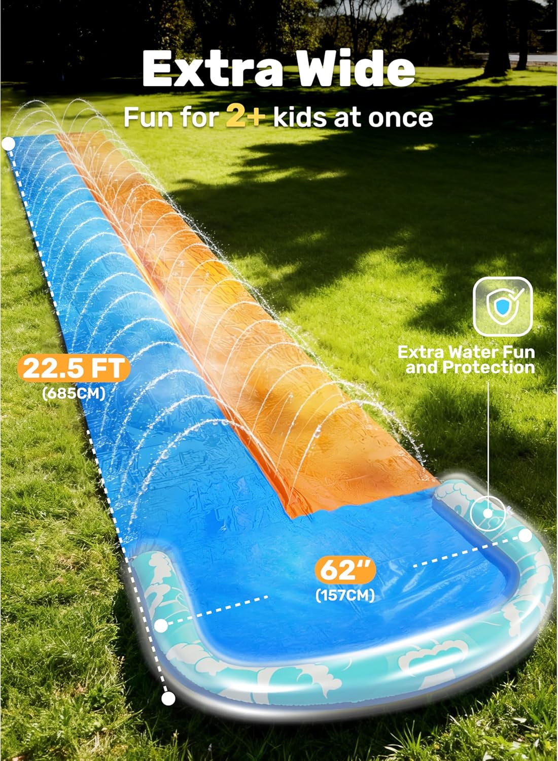 JOYIN 22.5ft Water Slides and 2 Bodyboards, Lawn Water Slide Summer Slip Waterslides Water Toy with Build in Sprinkler for Backyard Outdoor Water Fun for Kids - Image 2
