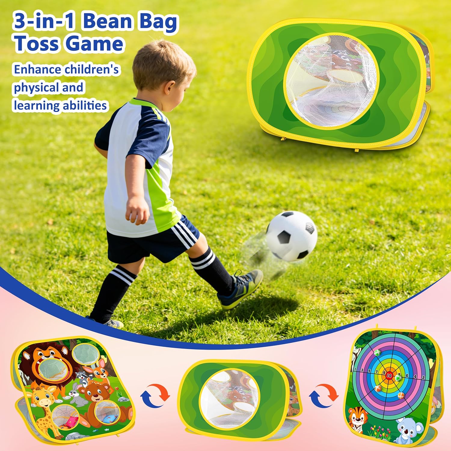 Animal Bean Bag Toss Game Toy Outdoor Toss Game, Family Party Party Supplies for Kids, Gift for Boys Birthday or Christmas for Toddlers Ages 3 4 5 6 Year Old - Image 3