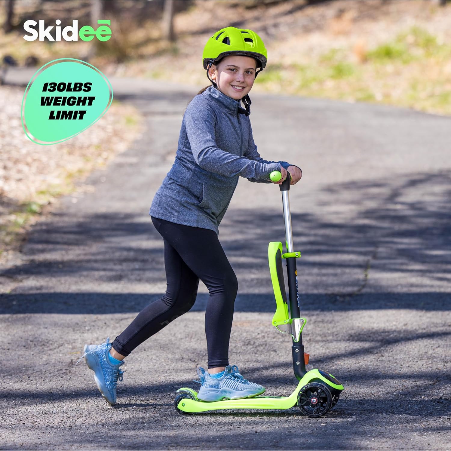 SKIDEE Kick Scooter for Kids Ages 3-5 | Foldable 3 Wheel Scooter with Lean-to-Steer, Adjustable Height, Removable Seat & LED Light Wheels | Toddler Scooter Up to 12 Year Old Boys/Girls - Image 6